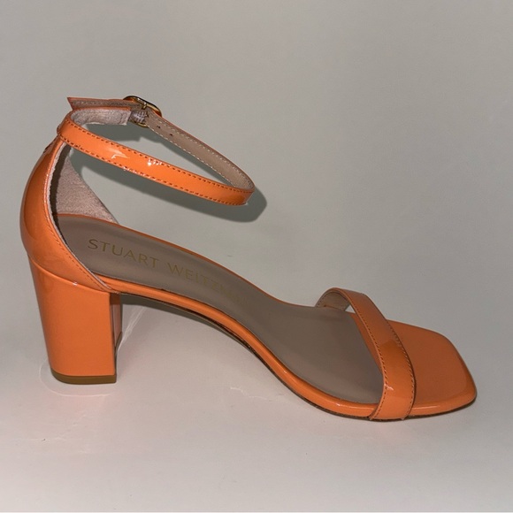 Stuart Weitzman Block heel Nudistcurve 75 Sandals Orange Women’s 7.5 - Picture 6 of 9